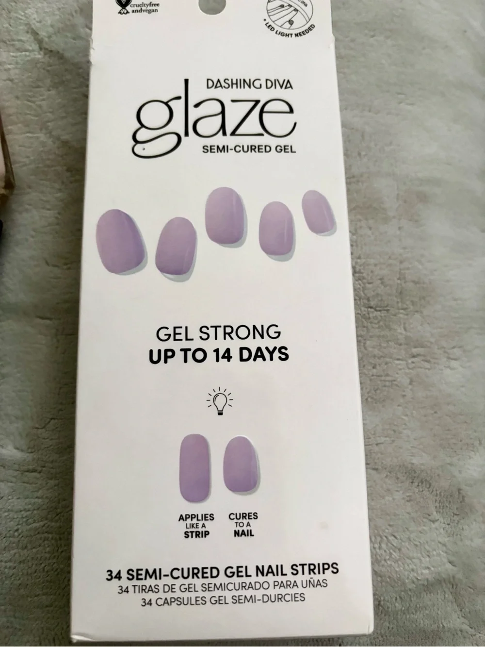 Bundle of Nail Polish and Glaze Semi-Cured Gel Nail Strips - Lavender